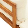 Patio Benches with Cream White Cushions 2 pcs Acacia Wood