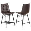 Brown Tufted Counter Height Stool (Set of 2)