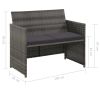 4 Piece Garden Lounge with Cushions Set Poly Rattan Gray