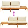 Patio Benches with Cream White Cushions 2 pcs Acacia Wood