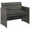 4 Piece Garden Lounge with Cushions Set Poly Rattan Gray