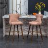 Nevis Mid-century Modern Faux Leather Tufted Nailhead Trim Barstool Set of 2, Pink