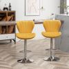 Ellston Upholstered Adjustable Swivel Barstools in Yellow, Set of 2