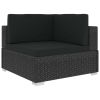 Sectional Corner Chairs 2 pcs with Cushions Poly Rattan Black