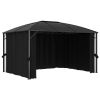 Gazebo with Curtains 157.5"x118.1"x104.3" Anthracite