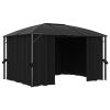 Gazebo with Curtains 157.5"x118.1"x104.3" Anthracite