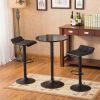 Belham Black Round Top Adjustable Height Bar Table and 2 Swivel Black Bonded Leather Adjustable Bar Stool Bar Sets