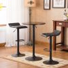 Belham Black Round Top Adjustable Height Bar Table and 2 Swivel Black Bonded Leather Adjustable Bar Stool Bar Sets