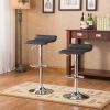 Baxton Black Adjustable Height Wood and Chrome Metal Bar Table and 2 Black Chrome Air Lift Adjustable Swivel Stools Set