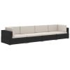 4 Piece Garden Sofa Set with Cushions Poly Rattan Black