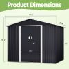 6 x 8 Ft Outdoor Storage Shed, Patio Steel Metal Shed w/Lockable Sliding Doors, Vents, Yard Tool House for Bike Lawnmower, Dark Gray