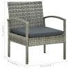 4 Piece Patio Lounge Set with Cushions Poly Rattan Gray