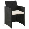 4 Piece Garden Lounge with Cushions Set Poly Rattan Black