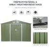 9' x 6' Outdoor Storage Shed, Garden Tool House with Foundation, 4 Vents, and 2 Easy Sliding Doors for Backyard, Patio, Garage, Lawn, Green