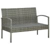 4 Piece Patio Lounge Set with Cushions Poly Rattan Gray