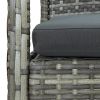 4 Piece Patio Lounge Set with Cushions Poly Rattan Gray