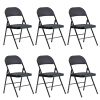 6pcs Elegant Foldable Iron & PVC Chairs for Convention & Exhibition Black