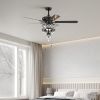 52'' Crystal Shade Ceiling Fan Lamp With Remote Control,3 Speed ,4 Timing , 5 Reversible Blades Crystal Ceiling Fan