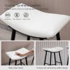 Bar Stools Set of 2 Armless Counter Low Bar Stools Without Back Modern PU Leather Stools with Metal Leg and Footrest,Cream