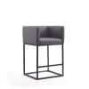 Manhattan Comfort Embassy 34 in. Grey and Black Metal Counter Height Bar Stool