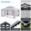 Outsunny 10' x 13' Patio Gazebo, Outdoor Gazebo Canopy Shelter with Netting and Curtains, Aluminum Frame for Garden, Lawn, Backyard and Deck, Gray