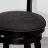 30" Bar Height Slat Back Swivel Stool, Espresso Finish, Charcoal Fabric Seat