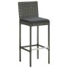 9 Piece Patio Bar Set with Cushions Poly Rattan Gray