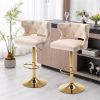 Bar Stools With Back and Footrest Counter Height Dining Chairs-Velvet Beige-2PCS/SET