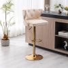 Bar Stools With Back and Footrest Counter Height Dining Chairs-Velvet Beige-2PCS/SET