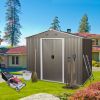 8ft x 6ft Outdoor Metal Storage Shed with Floor Base,Gray(SKU: W540S00012)