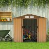 Outsunny 7' x 4' Outdoor Storage Shed, Garden Tool House with Foundation, 4 Vents and 2 Easy Sliding Doors for Backyard, Patio, Garage, Lawn, Yellow