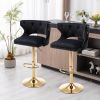 Bar Stools With Back and Footrest Counter Height Dining Chairs-Velvet Black-2PCS/SET