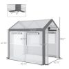 8' L x 6' W x 7' H Outdoor Walk-In Tunnel Greenhouse with Roll-up Windows;  2 Zippered Doors;  & Weather Cover