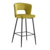 SET OF 2 Cloth armless Yellow Fashion fabric stool, Counter Height Modern Velvet backrest Fabric bar chairs