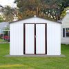 Metal garden sheds 6ftx8ft outdoor storage sheds white+offee