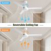 52" Ceiling Fan Without Light, 3 ABS Blades Farmhouse Ceiling Fan with Remote Control 6-speed Reversible DC Motor White for Living Room, Bedroom