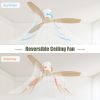 52 Inch Indoor 3 Solid Wood Blade Ceiling Fan Noiseless Reversible DC Motor Remote Control