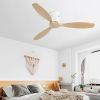 52 Inch Indoor 3 Solid Wood Blade Ceiling Fan Noiseless Reversible DC Motor Remote Control