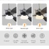 52'' ABS Blades Ceiling Fan with Lights and Remote (6 Speeds Adjustable) , DC Motor Modern Ceiling Fan with 3 ABS Fan Blades & 2 Down Rods