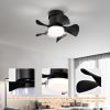 21'' low noise matte black abs blade remote ceiling fan with led light for Kitchen Bedroom Dining room Toilet Patio (Matt Black)