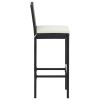 Garden Bar Stools with Cushions 4 pcs Black Poly Rattan