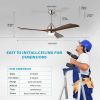 52" Ceiling Fan with Lights Remote Control,Quiet DC Motor 3 Wood Blade Ceiling Fans 6 Speed Levels,Reversible Ceiling Fan, for Patio Living Room