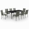 9 Piece Patio Dining Set Gray and Black