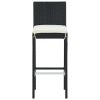 Garden Bar Stools with Cushions 4 pcs Black Poly Rattan