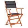 Folding Patio Chairs 2 pcs Black Solid Wood Eucalyptus and Textilene