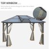 10' x 12' Hardtop Gazebo Canopy with Polycarbonate Roof, Top Vent and Aluminum Frame, Permanent Pavilion Outdoor Gazebo with Netting, for Patio