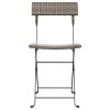 Folding Bistro Chairs 6 pcs Gray Poly Rattan and Steel