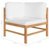 2-Seater Patio Sofa with Cream Cushions Solid Teak Wood