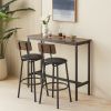 Bar Table Set with 2 Bar stools PU Soft seat with backrest, Rustic Brown, 43.31'' L x 15.75'' W x 35.43'' H.