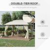 10' x 13' Patio Gazebo Canopy, Double Vented Roof, Steel Frame, Curtain Sidewalls, Outdoor Sun Shade Shelter for Garden, Lawn, Backyard, Deck,, Beige